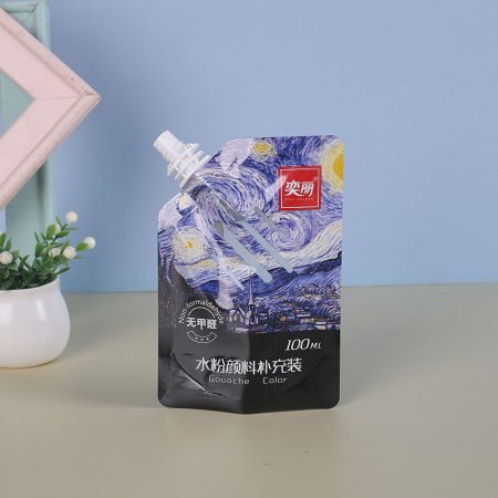 水粉顏料補(bǔ)充劑包裝吸嘴站立袋子異形塑料復(fù)合自立袋子定制